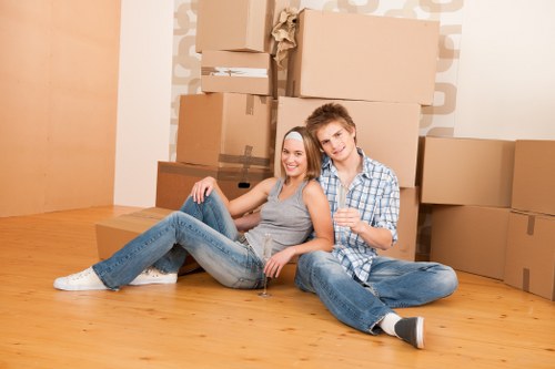 Professional movers preparing a residential move in Somers Town