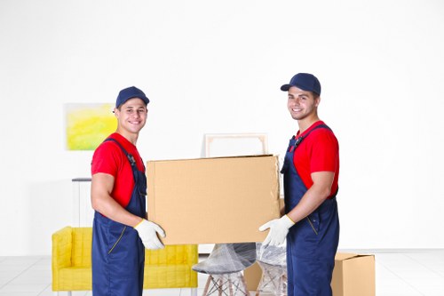Packed household items ready for a local move in Somers Town