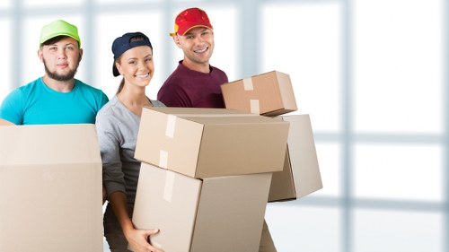 Removal team planning a move in Somers Town near central London flats